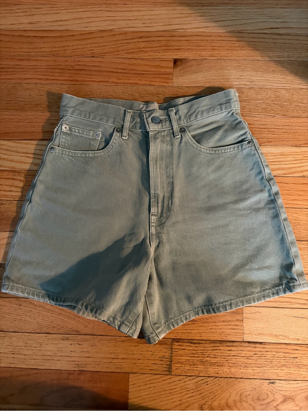 Sage green Everlane women’s Jean shorts